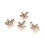 10 Silver Flower Charms Antique Silver Plated Charms (14x11mm) G8226