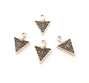 10 Silver Triangle Charms Antique Silver Plated Charms (17x11mm) G8227