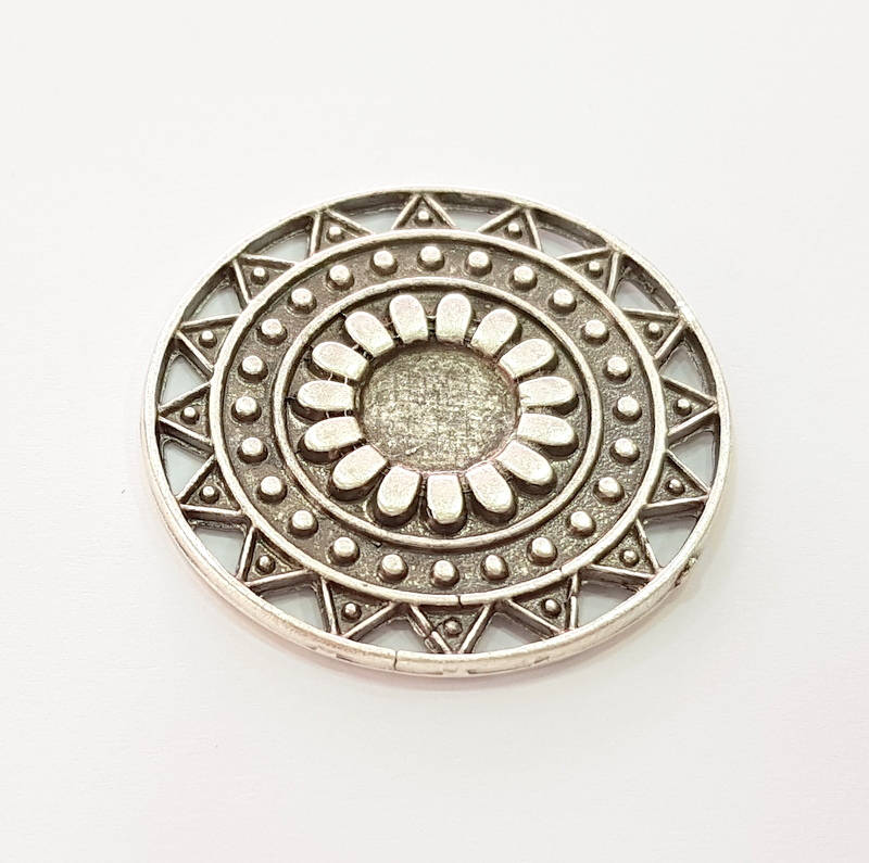 Silver Pendant Antique Silver Plated Pendants (37mm) G8230