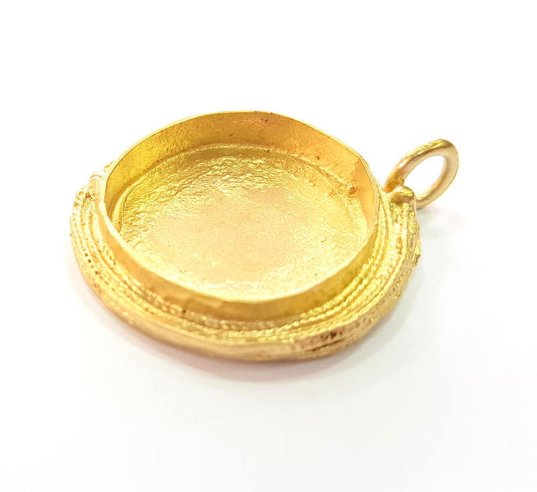 Raw Brass Pendant Blank Bezel Settings Base Blank Mountings Necklace Blank Cabochon Base Resin Blank (25mm blank) G8232