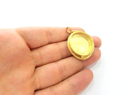 Raw Brass Pendant Blank Bezel Settings Base Blank Mountings Necklace Blank Cabochon Base Resin Blank (25mm blank) G8232
