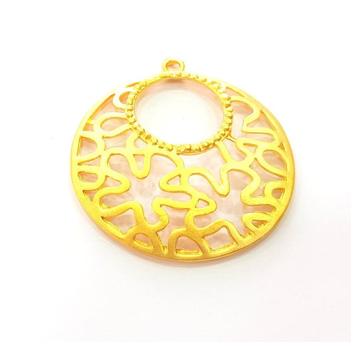 Gold Flower Pendant Gold Plated Pendant (41mm)  G8237