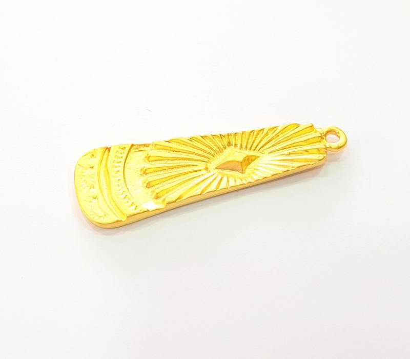 Gold Tribal Pendant Gold Plated Pendant (50x15mm) G8241