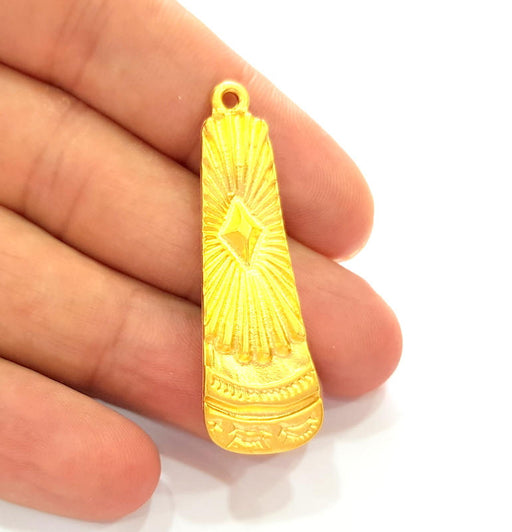 Gold Tribal Pendant Gold Plated Pendant (50x15mm) G8241