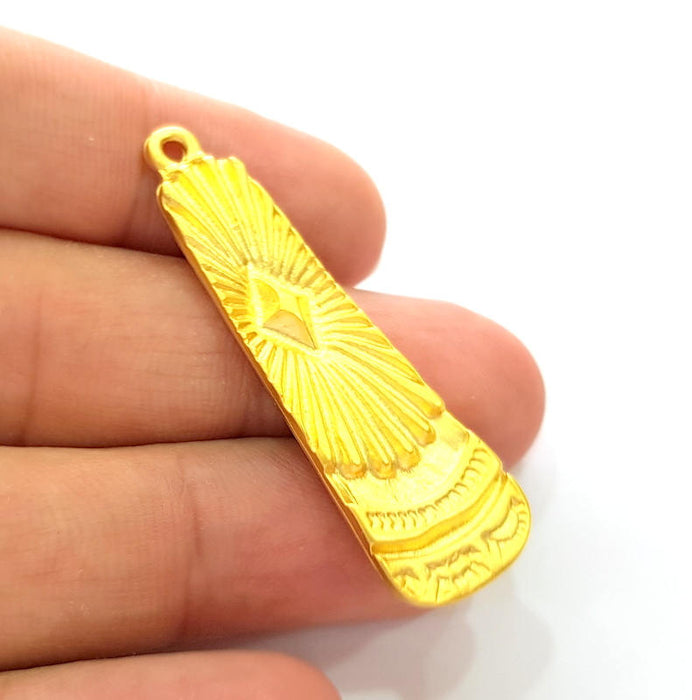 Gold Tribal Pendant Gold Plated Pendant (50x15mm) G8241