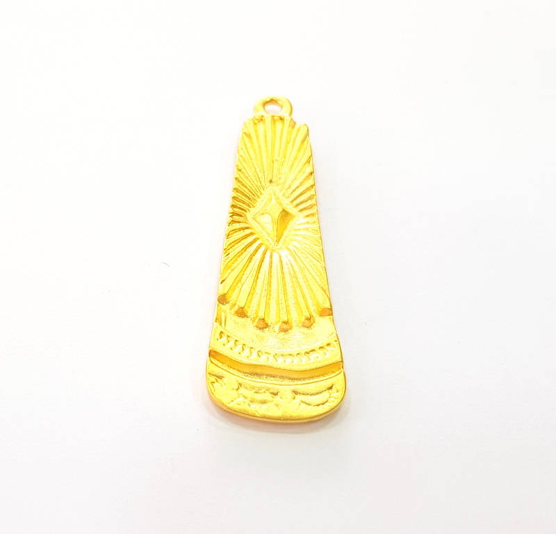 Gold Tribal Pendant Gold Plated Pendant (50x15mm) G8241