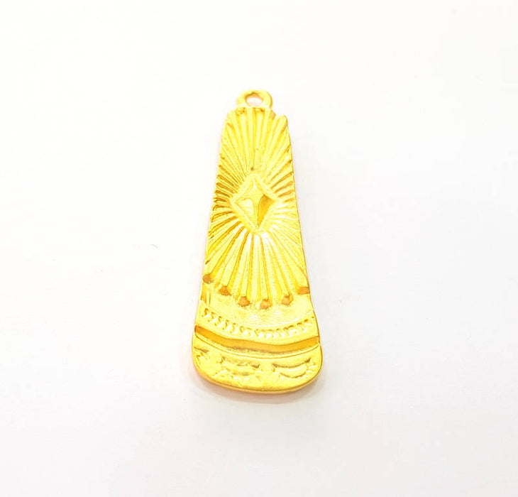 Gold Tribal Pendant Gold Plated Pendant (50x15mm) G8241