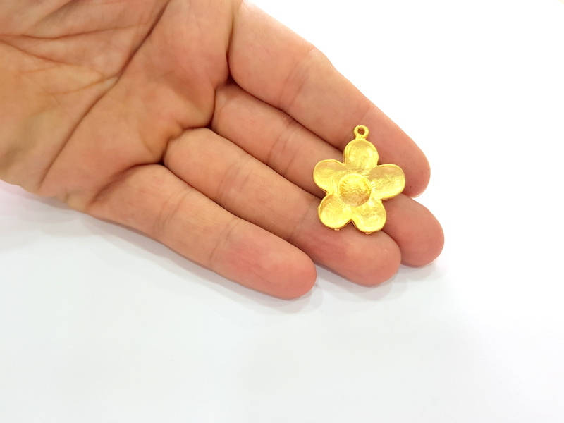 2 Flower Charms Gold Plated Charms (31x25mm) G8253