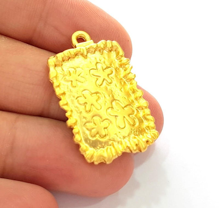 2 Flower Charms Gold Plated Charms (32x21mm) G8255