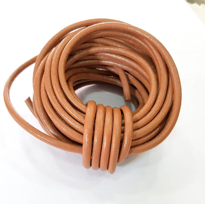 Leather Cord 1mt-3.3 ft (5mm) Milk Coffee Round Leather Lacing G7608