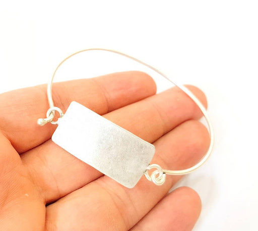 Bangle Blanks Bracelet Blanks Wire Bangle Blanks curved rectangle bar, Antique Silver Plated Brass G7610