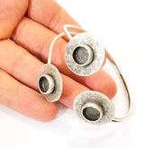Bangle Blanks Bracelet Blanks Cuff Blanks Adjustable Antique Silver Plated Brass (3 Pcs 10mm Blanks ) G7611