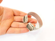 Bangle Blanks Bracelet Blanks Cuff Blanks Adjustable Antique Silver Plated Brass ( 2 Pcs 20mm Square Blanks ) G7613