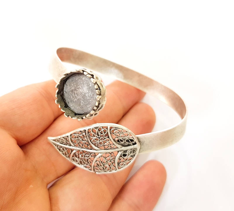 Bracelet Blanks Bangle Blanks Cuff Blanks Adjustable Bracelet Blank Antique Silver Plated Brass ( 16mm Blanks ) G7615
