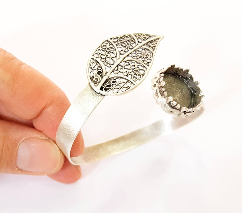 Bracelet Blanks Bangle Blanks Cuff Blanks Adjustable Bracelet Blank Antique Silver Plated Brass ( 16mm Blanks ) G7615