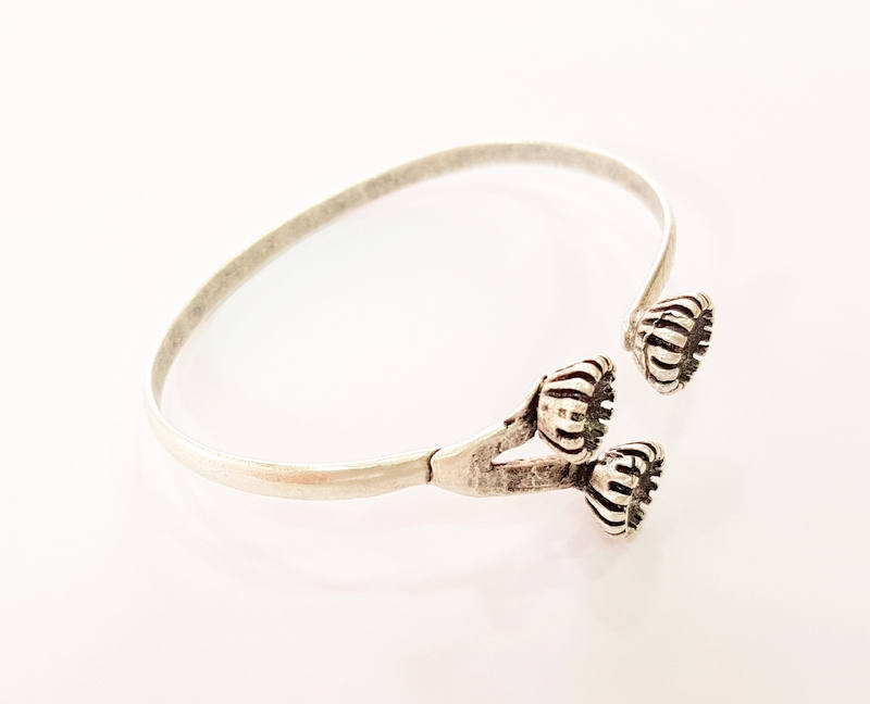 Bracelet Blanks Bangle Blanks Cuff Blanks Adjustable Bracelet Blank Antique Silver Plated Brass (3 Pcs 8mm Blanks ) G7620