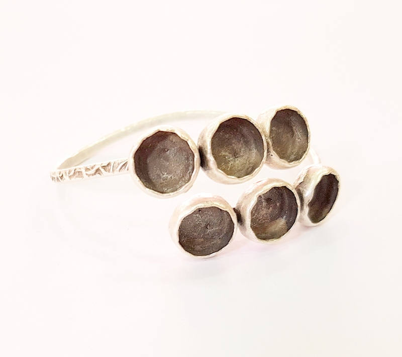 Bracelet Blanks Bangle Blanks Cuff Blanks Adjustable Bracelet Blank Antique Silver Plated Brass (6 Pcs 10mm Blanks ) G7625