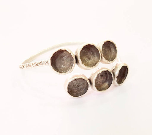 Bracelet Blanks Bangle Blanks Cuff Blanks Adjustable Bracelet Blank Antique Silver Plated Brass (6 Pcs 10mm Blanks ) G7625