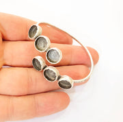 Bracelet Blanks Bangle Blanks Cuff Blanks Adjustable Bracelet Blank Antique Silver Plated Brass (6 Pcs 10mm Blanks ) G7625