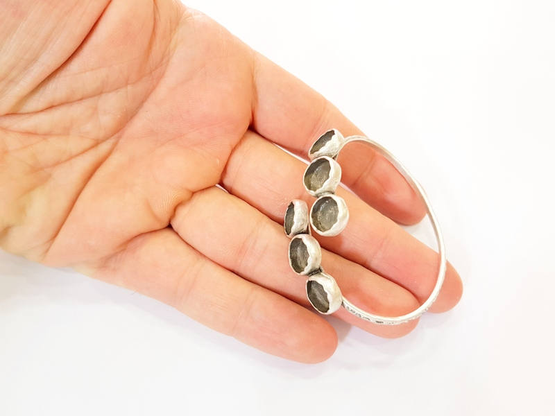 Bracelet Blanks Bangle Blanks Cuff Blanks Adjustable Bracelet Blank Antique Silver Plated Brass (6 Pcs 10mm Blanks ) G7625