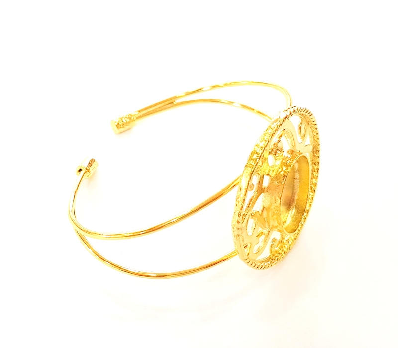 Bracelet Blanks Bangle Blanks Cuff Blanks Adjustable Bracelet Blank Gold Plated Brass (18x13mm Blanks ) G7631