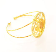 Bracelet Blanks Bangle Blanks Cuff Blanks Adjustable Bracelet Blank Gold Plated Brass (18x13mm Blanks ) G7631