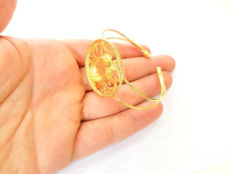 Bracelet Blanks Bangle Blanks Cuff Blanks Adjustable Bracelet Blank Gold Plated Brass (18x13mm Blanks ) G7631