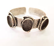 Bracelet Blanks Bangle Blanks Cuff Blanks Adjustable Hammered Bracelet Blank Antique Silver Plated Brass ( 18x13mm Blanks ) G7633