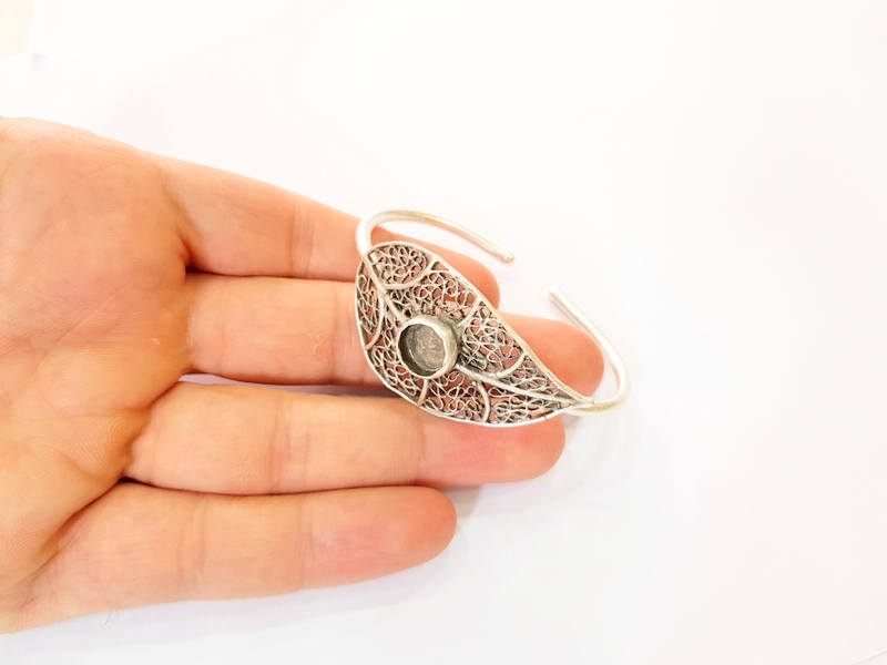 Bracelet Blanks Bangle Blanks Cuff Blanks Adjustable Bracelet Blank Antique Silver Plated Brass ( 10mm Blanks ) G7638