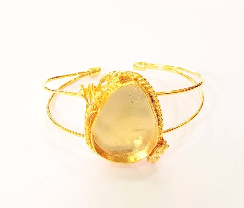 Bracelet Blanks Bangle Blanks Cuff Blanks Adjustable Bracelet Blank Gold Plated Brass (25x18mm Blanks ) G7639