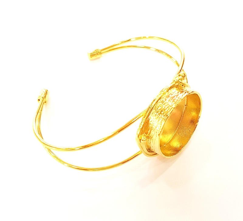 Bracelet Blanks Bangle Blanks Cuff Blanks Adjustable Bracelet Blank Gold Plated Brass (24mm Blanks ) G7640