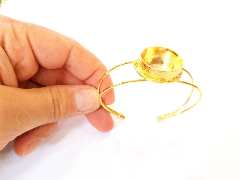 Bracelet Blanks Bangle Blanks Cuff Blanks Adjustable Bracelet Blank Gold Plated Brass (24mm Blanks ) G7640