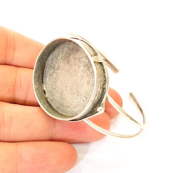 Bracelet Blanks Bangle Blanks Cuff Blanks Adjustable Bracelet Blank Antique Silver Plated Brass ( 35mm Blanks ) G8197