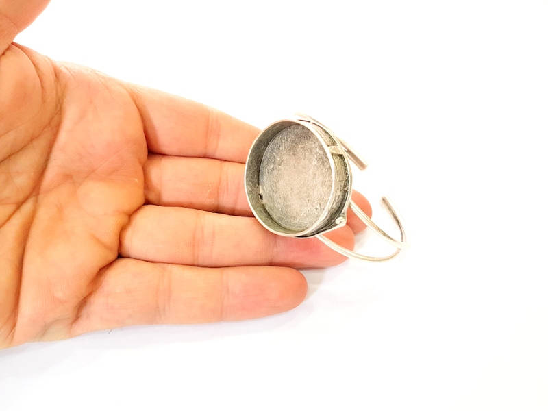 Bracelet Blanks Bangle Blanks Cuff Blanks Adjustable Bracelet Blank Antique Silver Plated Brass ( 35mm Blanks ) G8197