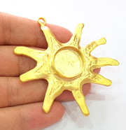 Gold Sun Pendant Blank Base Setting Necklace Blank Resin Blank Mountings Gold Plated Brass ( 20mm blank ) G8279