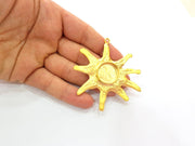 Gold Sun Pendant Blank Base Setting Necklace Blank Resin Blank Mountings Gold Plated Brass ( 20mm blank ) G8279