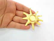 Gold Sun Pendant Blank Base Setting Necklace Blank Resin Blank Mountings Gold Plated Brass ( 20mm blank ) G8279