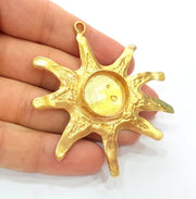 Raw Brass Sun Pendant Blank Bezel Settings Base Blank Mountings Necklace Blank Cabochon Base Resin Blank (20mm blank) G8281
