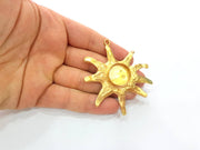 Raw Brass Sun Pendant Blank Bezel Settings Base Blank Mountings Necklace Blank Cabochon Base Resin Blank (20mm blank) G8281