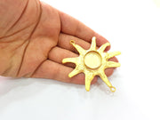 Gold Sun Pendant Blank Base Setting Necklace Blank Resin Blank Mountings Gold Plated Brass ( 20mm blank ) G8283