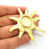 Gold Sun Pendant Blank Base Setting Necklace Blank Resin Blank Mountings Gold Plated Brass ( 20mm blank ) G8283