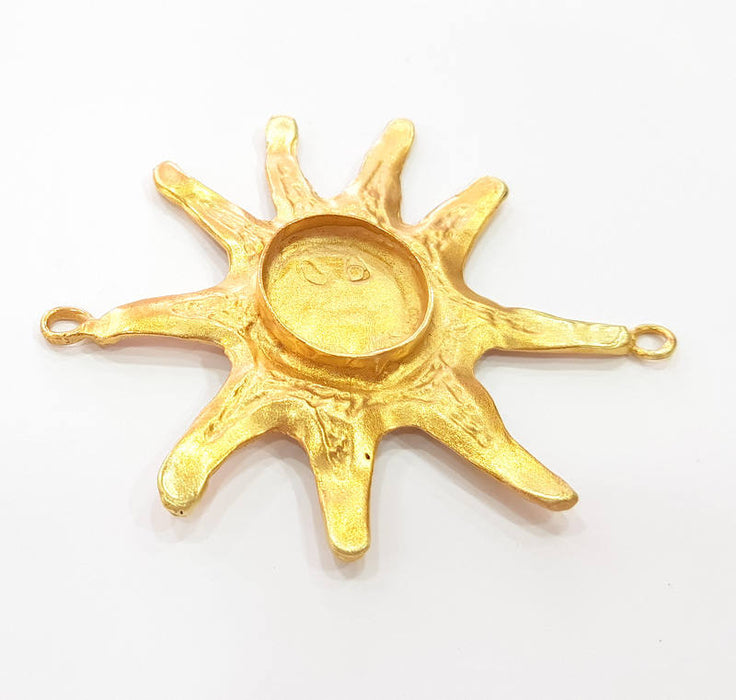 Raw Brass Sun Pendant Blank Bezel Settings Base Blank Mountings Necklace Blank Cabochon Base Resin Blank (20mm blank) G8284