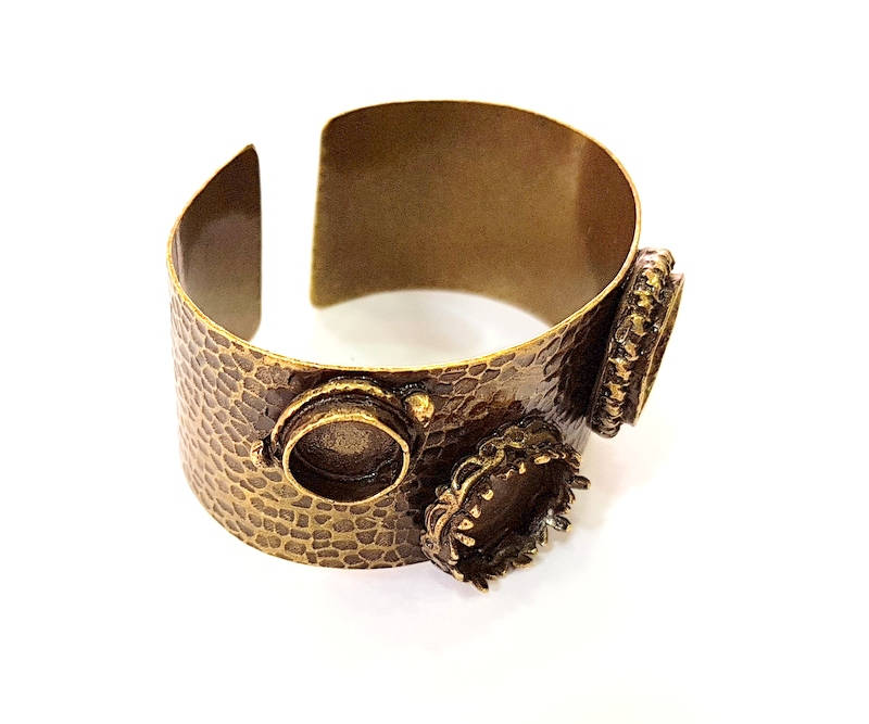 Bracelet Blanks Bangle Blanks Cuff Blanks Adjustable Bracelet Blank Antique Bronze Plated Brass ( 16mm-16mm-10mm Blanks ) G16456