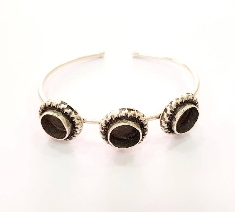 Bracelet Blanks Bangle Blanks Cuff Blanks Adjustable Bracelet Blank Antique Silver Plated Brass ( 10mm Blanks ) G7646