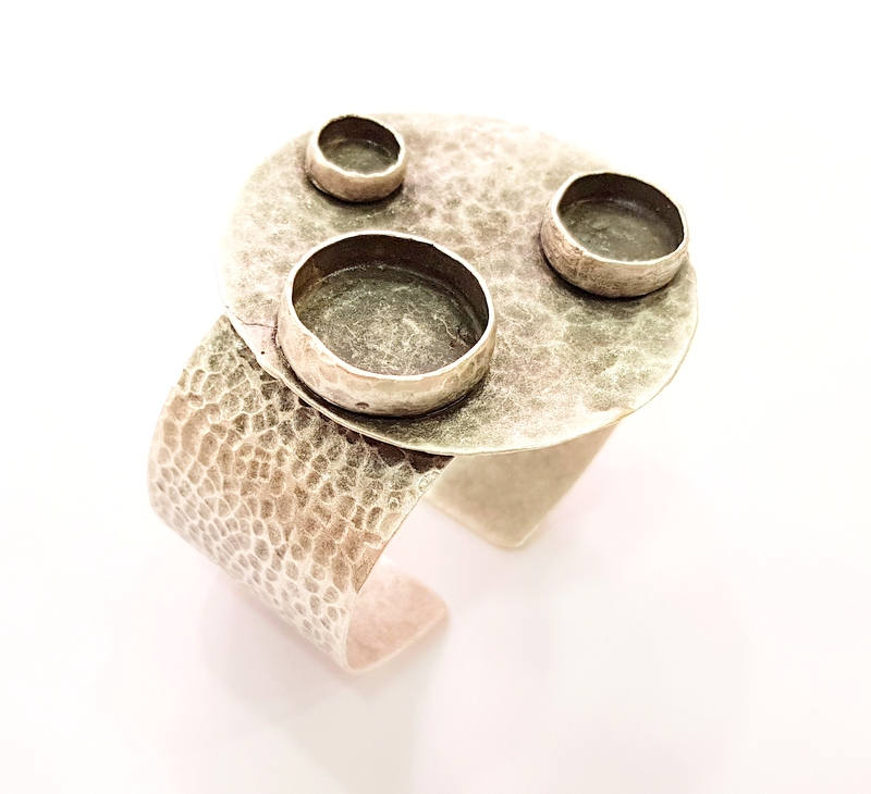 Bracelet Blanks Bangle Blanks Cuff Blanks Adjustable Hammered Bracelet Blank Antique Silver Plated Brass ( 20mm-14mm-10mm Blanks )  G12926