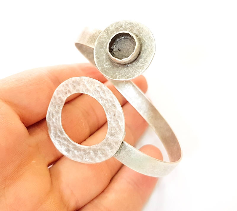 Bracelet Blanks Bangle Blanks Cuff Blanks Adjustable Bracelet Blank Antique Silver Plated Brass ( 10mm Blanks ) G7648