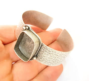 Bracelet Blanks Bangle Blanks Cuff Blanks Adjustable Hammered Bracelet Blank Antique Silver Plated Brass ( 25x18mm Blanks ) G7650