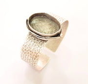 Bracelet Blanks Bangle Blanks Cuff Blanks Adjustable Hammered Bracelet Blank Antique Silver Plated Brass ( 30x22mm Blanks ) G8343