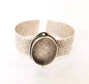 Bracelet Blanks Bangle Blanks Cuff Blanks Adjustable Hammered Bracelet Blank Antique Silver Plated Brass ( 30x22mm Blanks ) G8343