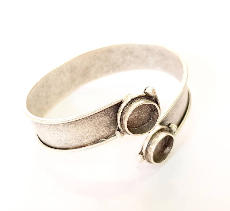 Bracelet Blanks Bangle Blanks Cuff Blanks Adjustable Bracelet Blank Antique Silver Plated Brass ( 10mm Blanks ) G7658